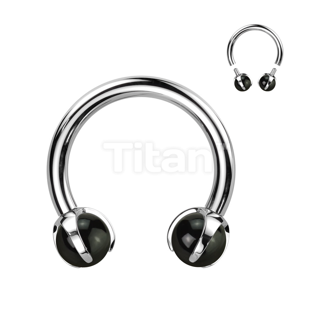 Implant Grade Titanium Internally Threaded Claw Set Natural Stone Horseshoe - Image 3
