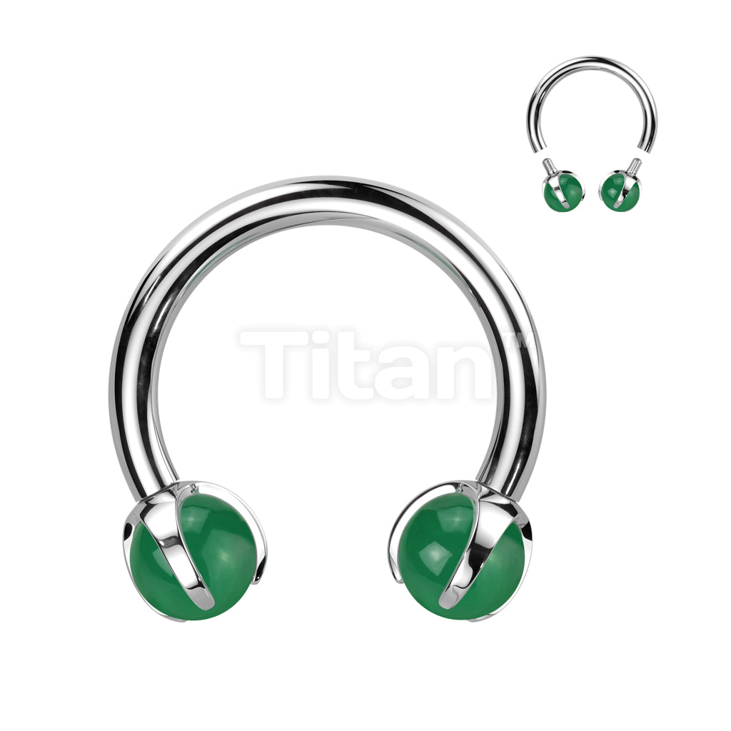 Implant Grade Titanium Internally Threaded Claw Set Natural Stone Horseshoe - Image 4