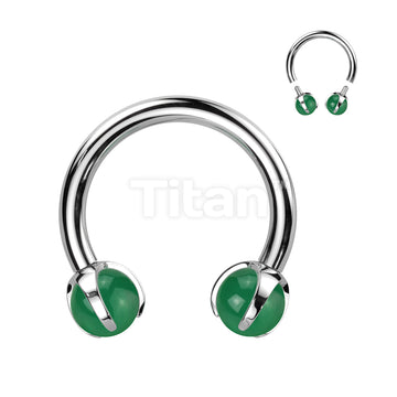 Implant Grade Titanium Internally Threaded Claw Set Natural Stone Horseshoe - Image 4