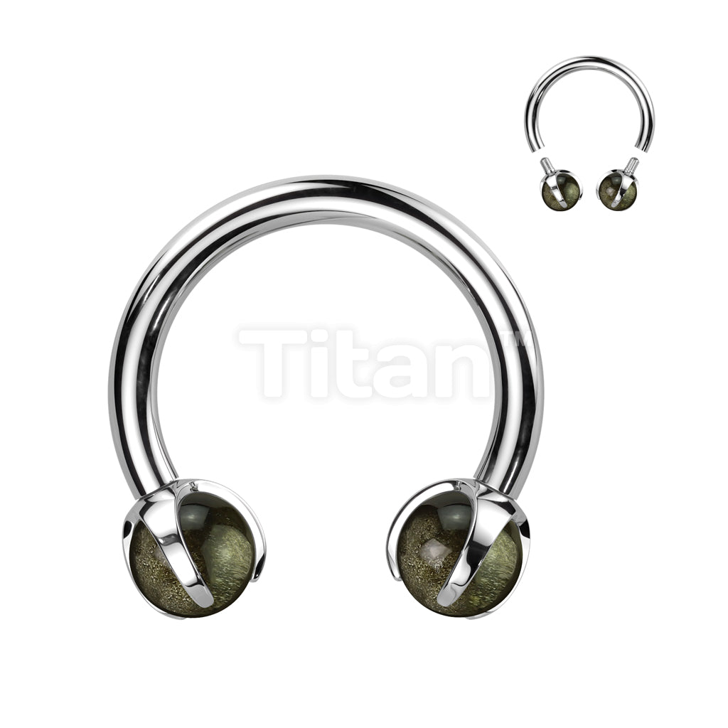 Implant Grade Titanium Internally Threaded Claw Set Natural Stone Horseshoe - Image 5