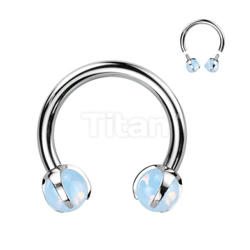Implant Grade Titanium Internally Threaded Claw Set Natural Stone Horseshoe - Image 6