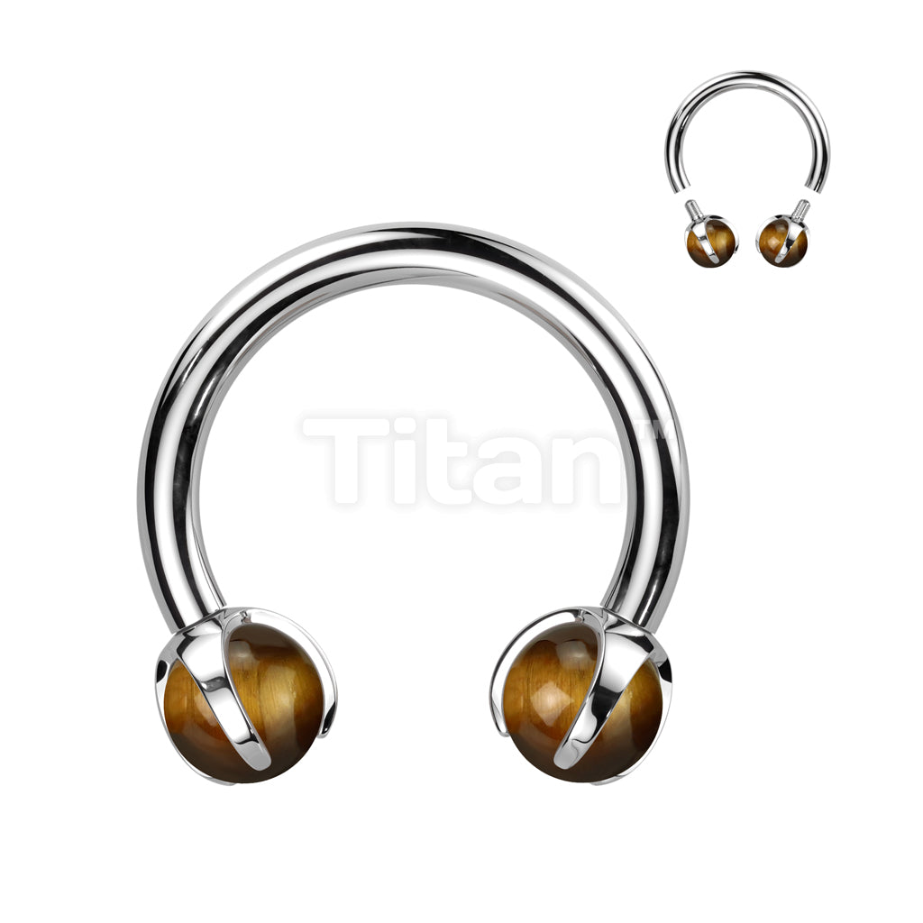 Implant Grade Titanium Internally Threaded Claw Set Natural Stone Horseshoe - Image 8