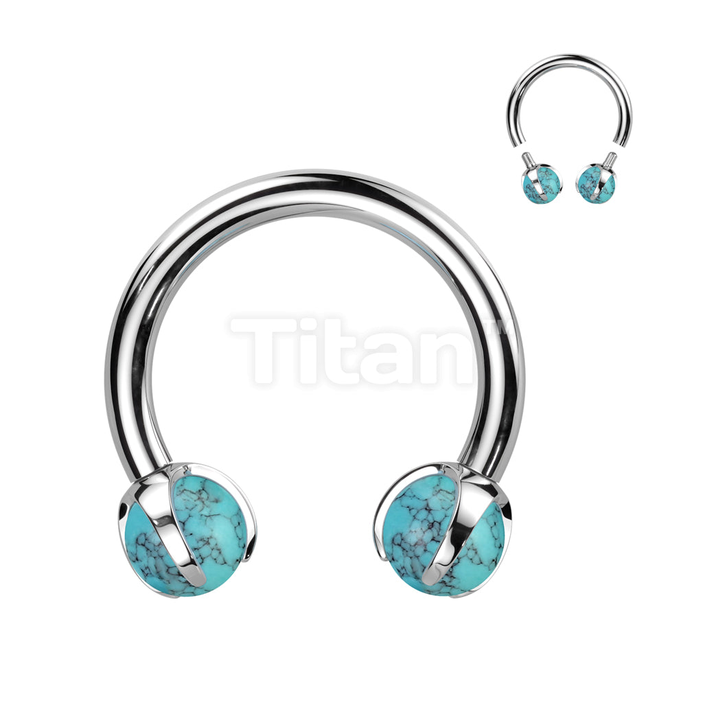 Implant Grade Titanium Internally Threaded Claw Set Natural Stone Horseshoe - Image 9