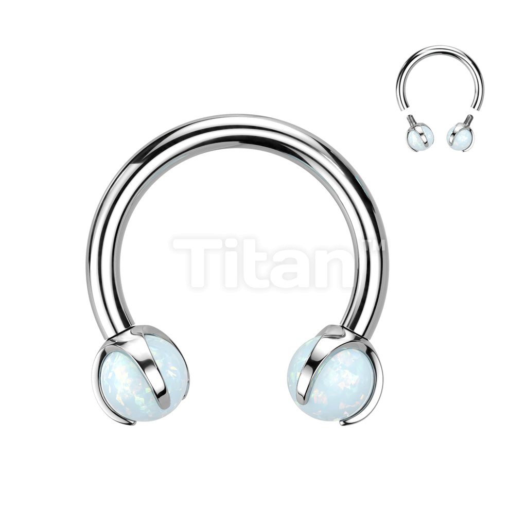Implant Grade Titanium Internally Threaded Claw Set Opal Horseshoe - Image 3