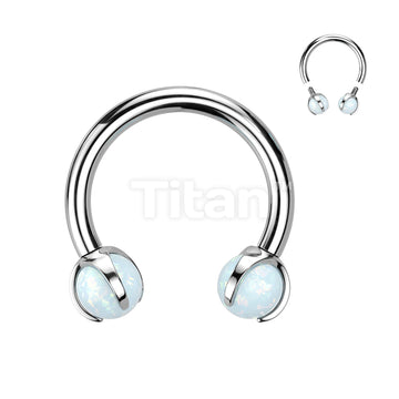 Implant Grade Titanium Internally Threaded Claw Set Opal Horseshoe - Image 3