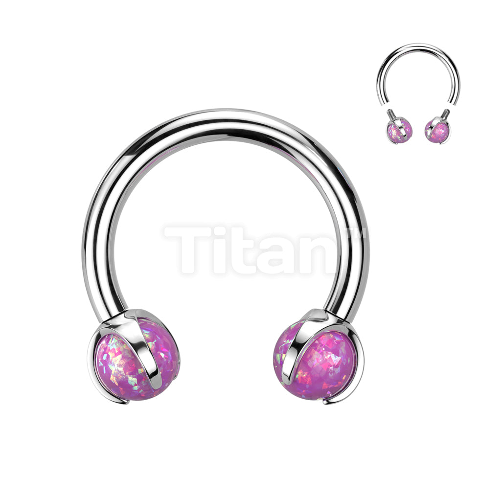 Implant Grade Titanium Internally Threaded Claw Set Opal Horseshoe - Image 4