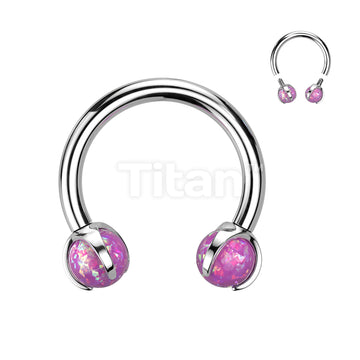 Implant Grade Titanium Internally Threaded Claw Set Opal Horseshoe - Image 4