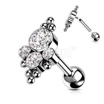 Implant Grade Titanium Internally Threaded Cartilage Barbell With Bezel... - Image 4