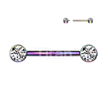 Implant Grade Titanium Internally Threaded Nipple Barbell With Bezel Set CZ Ends - Image 10