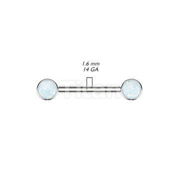 Implant Grade Titanium Internally Threaded Nipple Barbell With Opal Bezel Set Ends - Image 8