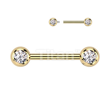 Implant Grade Titanium Internally Threaded Nipple Barbell With Pressed Fit CZ Set Ball Ends - Image 3