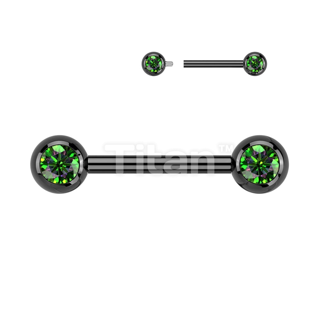 Implant Grade Titanium Internally Threaded Nipple Barbell With Pressed Fit CZ Set Ball Ends - Image 4