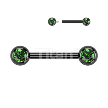 Implant Grade Titanium Internally Threaded Nipple Barbell With Pressed Fit CZ Set Ball Ends - Image 4