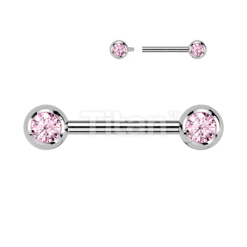 Implant Grade Titanium Internally Threaded Nipple Barbell With Pressed Fit CZ Set Ball Ends - Image 5