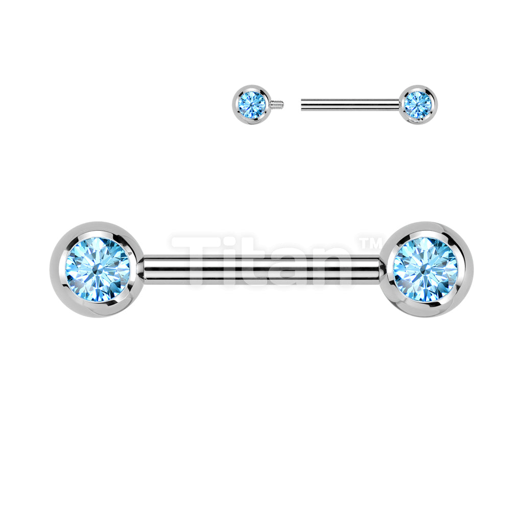 Implant Grade Titanium Internally Threaded Nipple Barbell With Pressed Fit CZ Set Ball Ends - Image 6