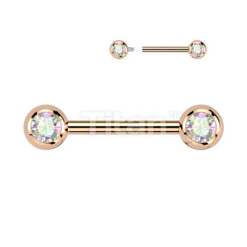 Implant Grade Titanium Internally Threaded Nipple Barbell With Pressed Fit CZ Set Ball Ends - Image 7
