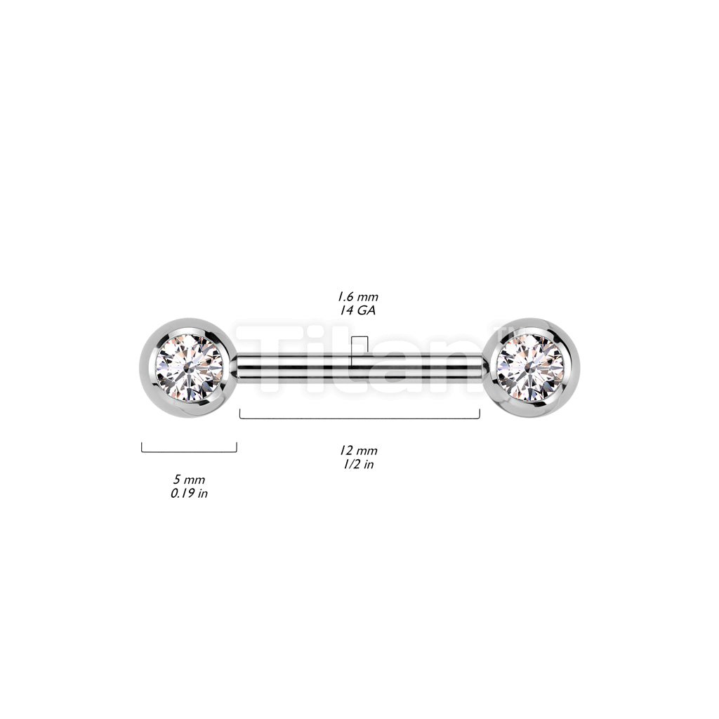 Implant Grade Titanium Internally Threaded Nipple Barbell With Pressed Fit CZ Set Ball Ends - Image 8