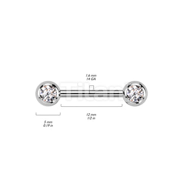 Implant Grade Titanium Internally Threaded Nipple Barbell With Pressed Fit CZ Set Ball Ends - Image 8