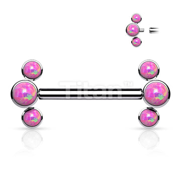 Implant Grade Titanium Internally Threaded Nipple Barbell 3 Round Opal Bezel Set Ends - Image 5