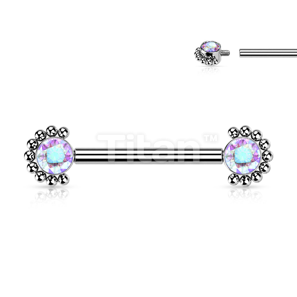 Implant Grade Titanium Internally Threaded Nipple Barbell With Bezel... - Image 3
