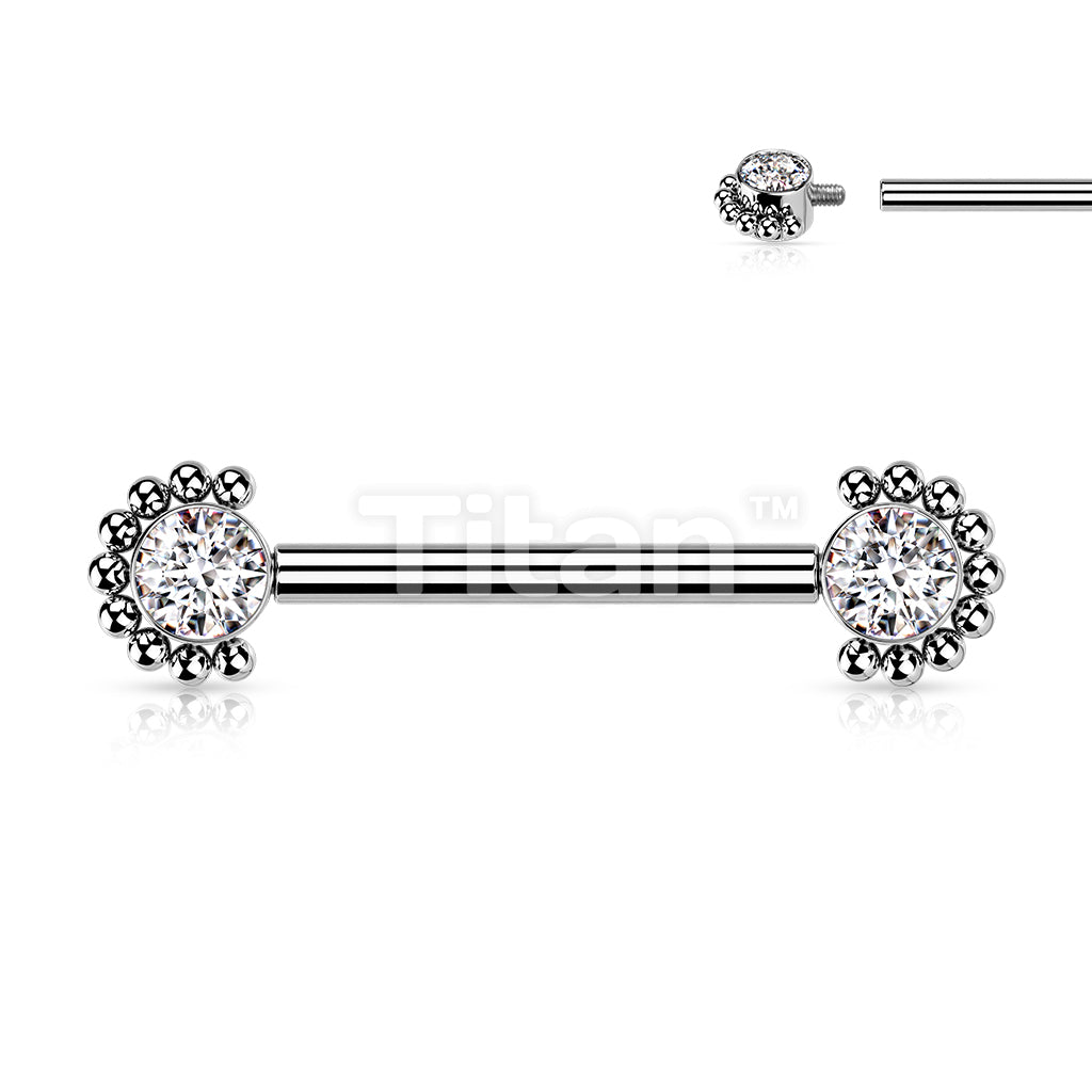 Implant Grade Titanium Internally Threaded Nipple Barbell With Bezel... - Image 4