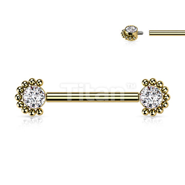 Implant Grade Titanium Internally Threaded Nipple Barbell With Bezel... - Image 5