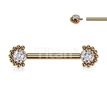 Implant Grade Titanium Internally Threaded Nipple Barbell With Bezel... - Image 8