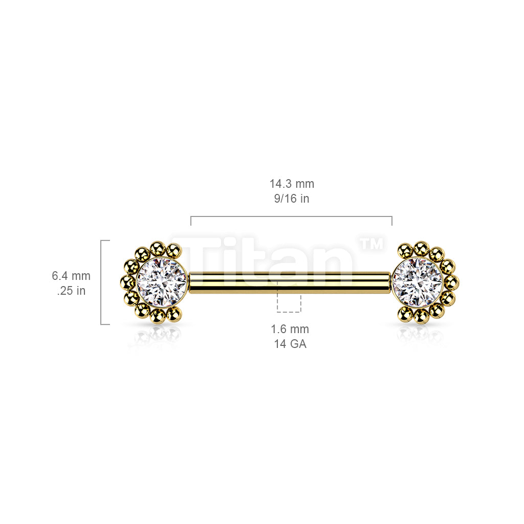 Implant Grade Titanium Internally Threaded Nipple Barbell With Bezel... - Image 9
