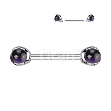 Implant Grade Titanium Internally Threaded Nipple Barbell With Claw Set Natural Stone Ends - Image 2