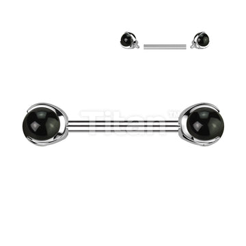Implant Grade Titanium Internally Threaded Nipple Barbell With Claw Set Natural Stone Ends - Image 3