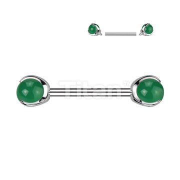Implant Grade Titanium Internally Threaded Nipple Barbell With Claw Set Natural Stone Ends - Image 4