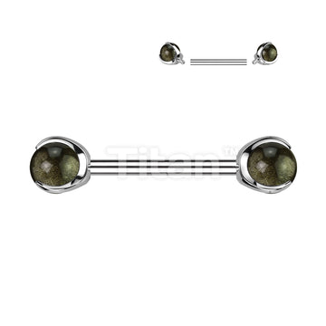 Implant Grade Titanium Internally Threaded Nipple Barbell With Claw Set Natural Stone Ends - Image 5