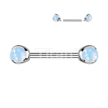 Implant Grade Titanium Internally Threaded Nipple Barbell With Claw Set Natural Stone Ends - Image 6