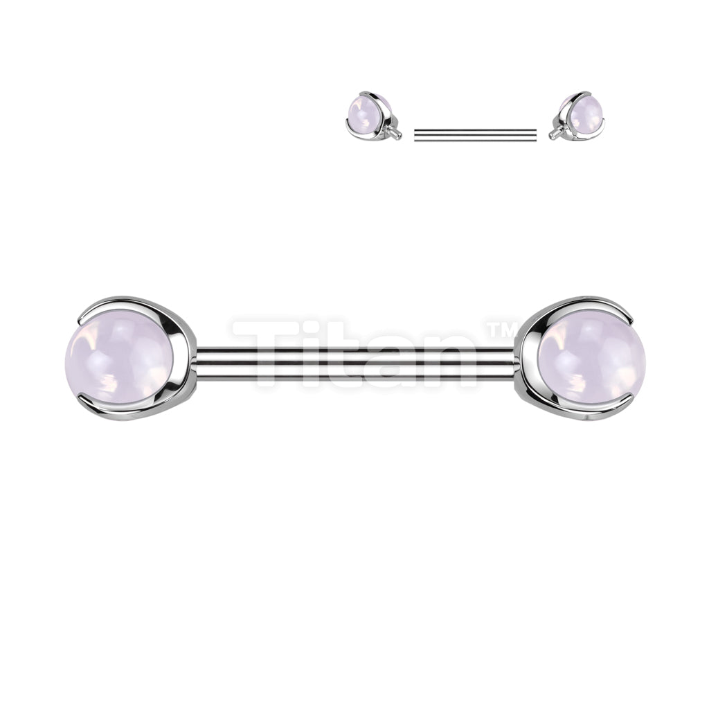 Implant Grade Titanium Internally Threaded Nipple Barbell With Claw Set Natural Stone Ends - Image 7