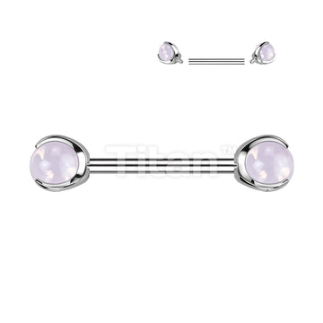 Implant Grade Titanium Internally Threaded Nipple Barbell With Claw Set Natural Stone Ends - Image 7