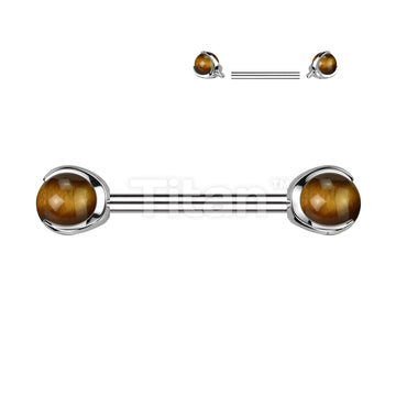 Implant Grade Titanium Internally Threaded Nipple Barbell With Claw Set Natural Stone Ends - Image 8