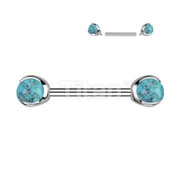 Implant Grade Titanium Internally Threaded Nipple Barbell With Claw Set Natural Stone Ends - Image 9