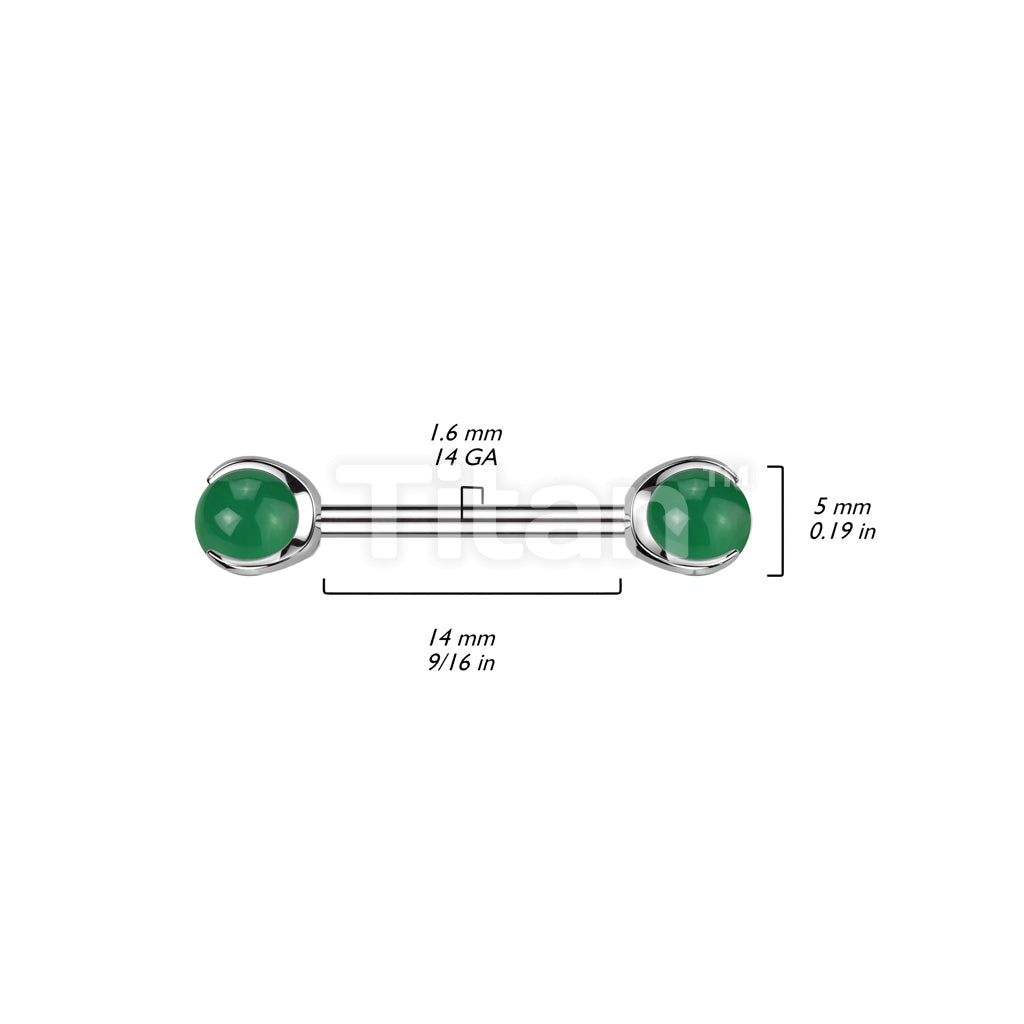 Implant Grade Titanium Internally Threaded Nipple Barbell With Claw Set Natural Stone Ends - Image 10