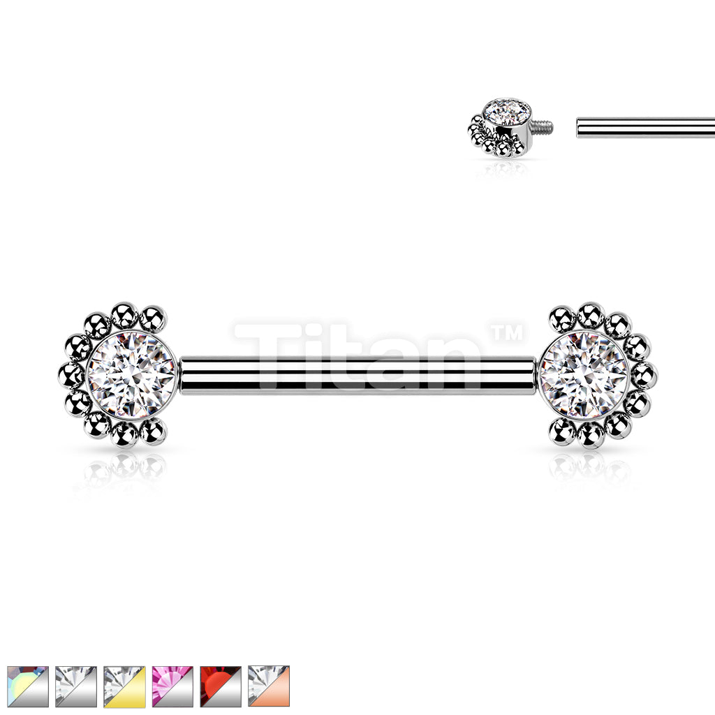 Implant Grade Titanium Internally Threaded Nipple Barbell With Bezel... - Image 2