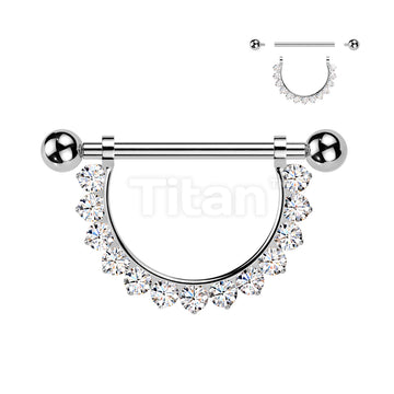 Implant Grade Titanium Internally Threaded Nipple Barbell With Pave CZ Dangle - Image 2