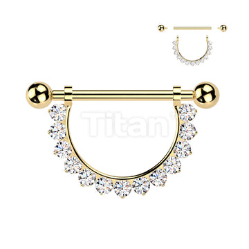 Implant Grade Titanium Internally Threaded Nipple Barbell With Pave CZ Dangle - Image 3