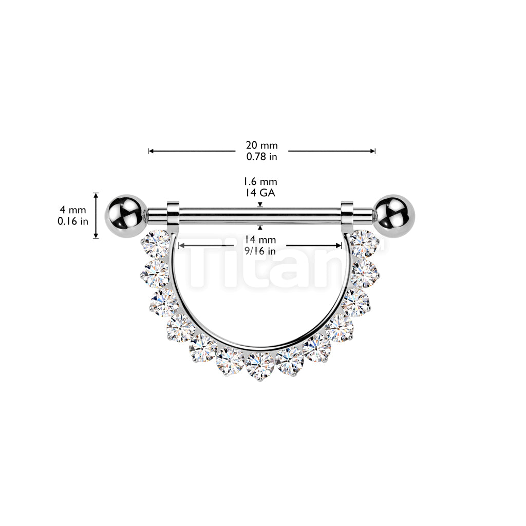 Implant Grade Titanium Internally Threaded Nipple Barbell With Pave CZ Dangle - Image 4