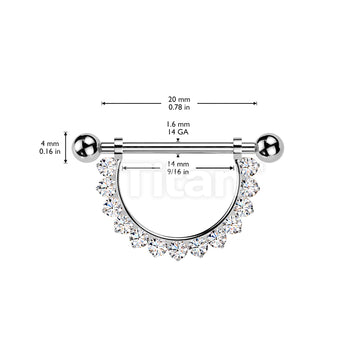 Implant Grade Titanium Internally Threaded Nipple Barbell With Pave CZ Dangle - Image 4
