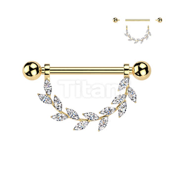 Implant Grade Titanium Internally Threaded Nipple Barbell With Marquise CZ Dangle - Image 3