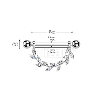 Implant Grade Titanium Internally Threaded Nipple Barbell With Marquise CZ Dangle - Image 4