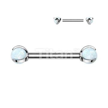 Implant Grade Titanium Internally Threaded Nipple Barbell With Claw Set Opal Ball Ends - Image 3