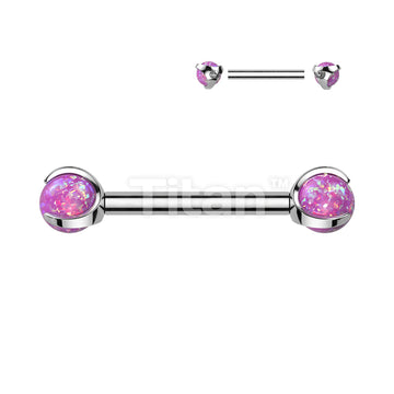 Implant Grade Titanium Internally Threaded Nipple Barbell With Claw Set Opal Ball Ends - Image 4