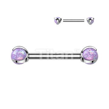 Implant Grade Titanium Internally Threaded Nipple Barbell With Claw Set Opal Ball Ends - Image 5