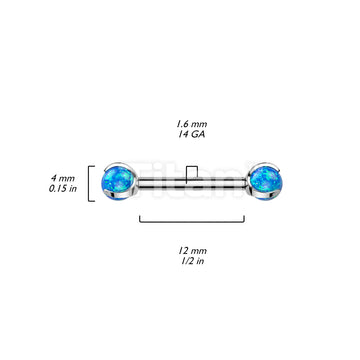 Implant Grade Titanium Internally Threaded Nipple Barbell With Claw Set Opal Ball Ends - Image 6