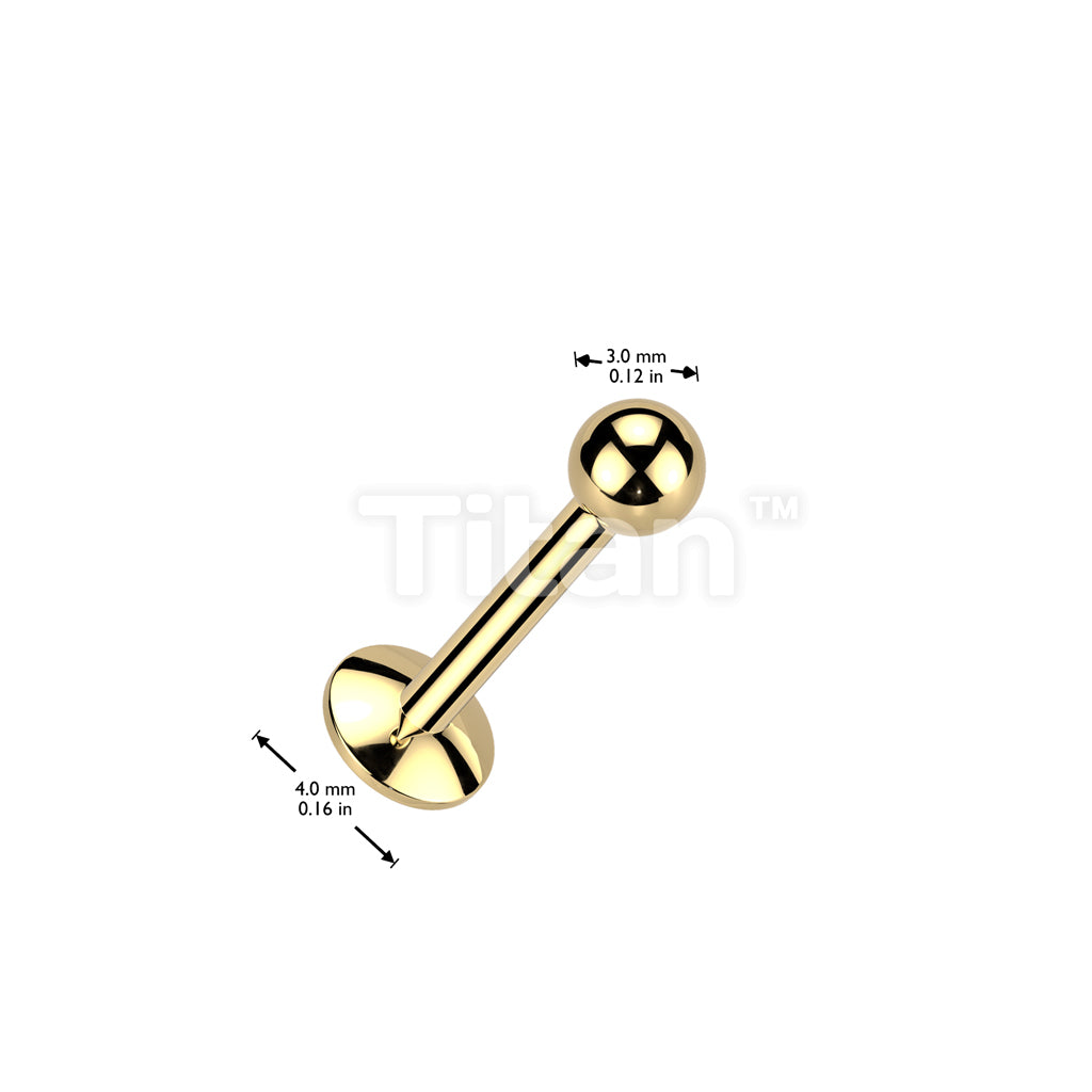 Implant Grade Titanium Internally Threaded Labret, 4mm Convex Base With Ball Top - Image 6